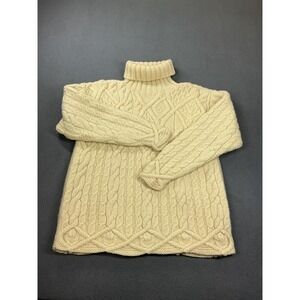 Gap Sweater Womens M Cream 100% Wool Cable Knit Turtleneck Heavyweight Y2K Mall